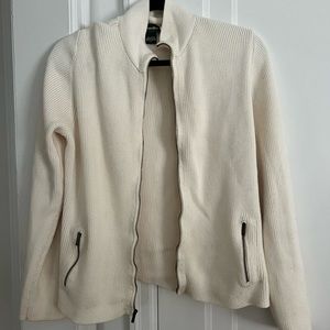 Eddie Bauer Cream Zip Up Sweater - Large